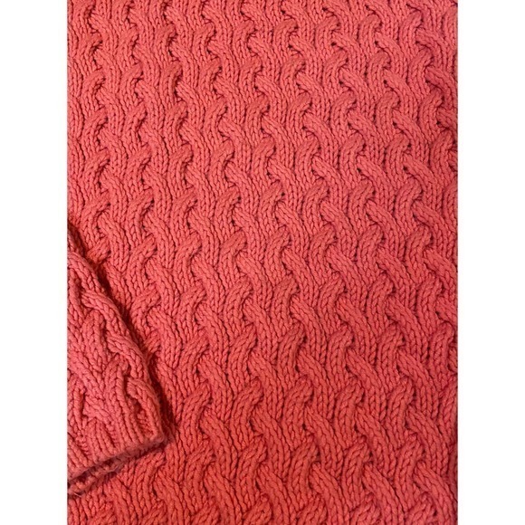 Vintage Liz Claiborne Pink Cable Knit V-Neck Collard Sweater Xlarge - Picture 4 of 4